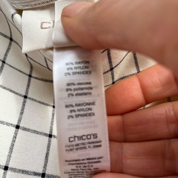 Chico’s off white/black ankle length/squares pants, stretch, elastic waist, 00 - Picture 5 of 7